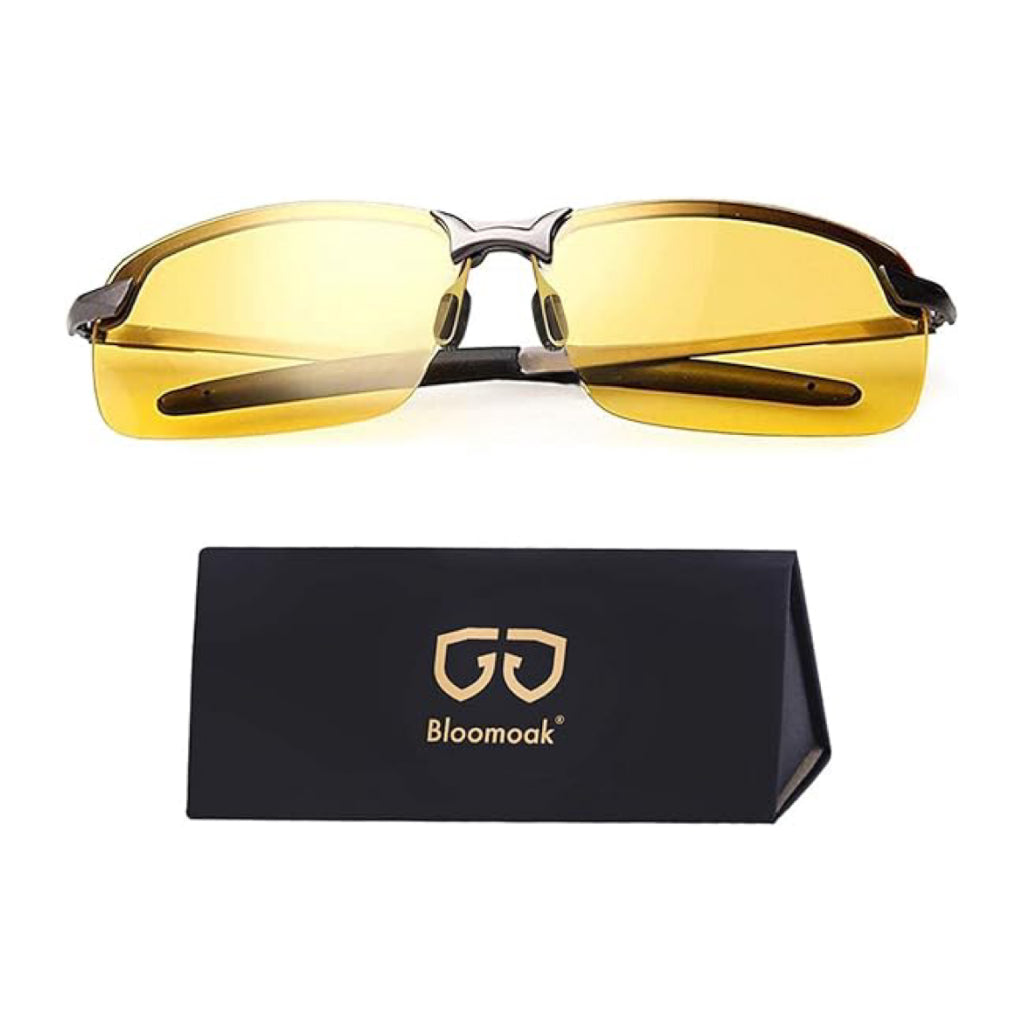 Bloomoak Night Driving Glasses,Polarized HD Night Vision Glasses for  Fog,Semi-Frame Design