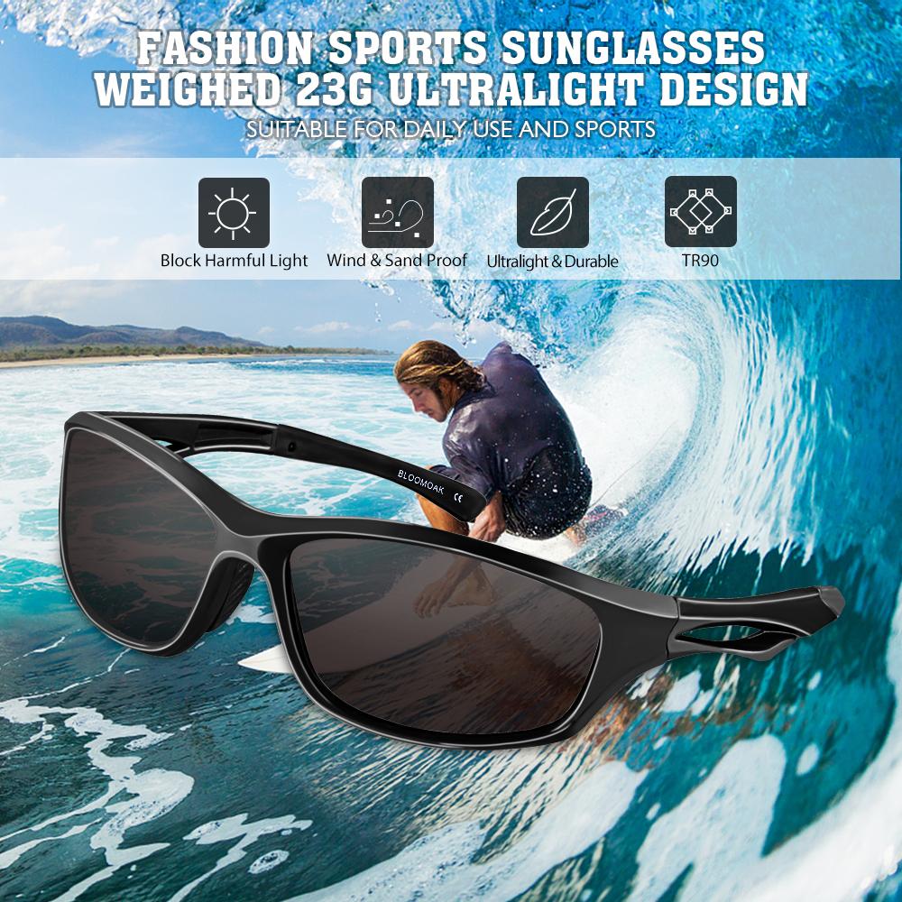 Bloomoak Polarized Sport Sunglasses - UV 400 Protection /Fit for Cycling/Driving(Black Lenses) - Bloomoak