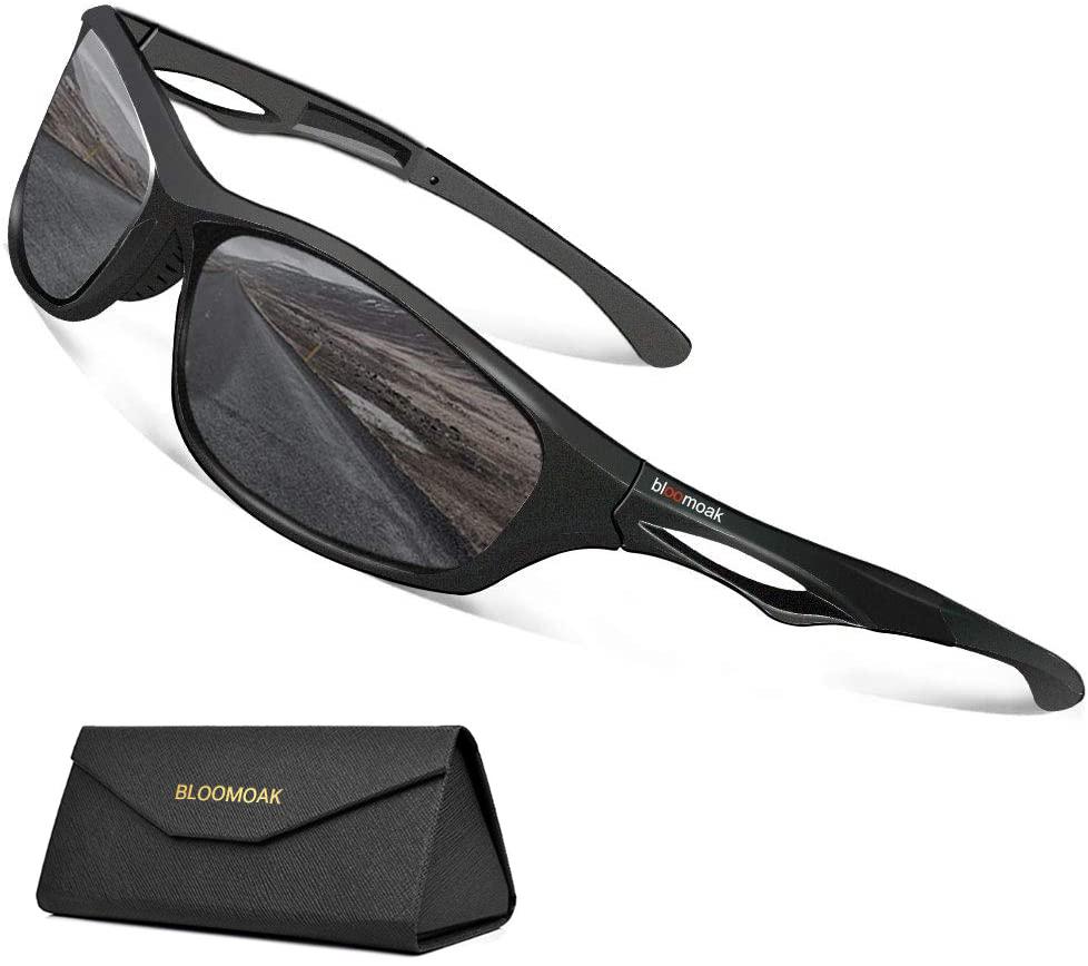 Bloomoak Polarized Sport Sunglasses - UV 400 Protection /Fit for Cycling/Driving(Black Lenses) - Bloomoak