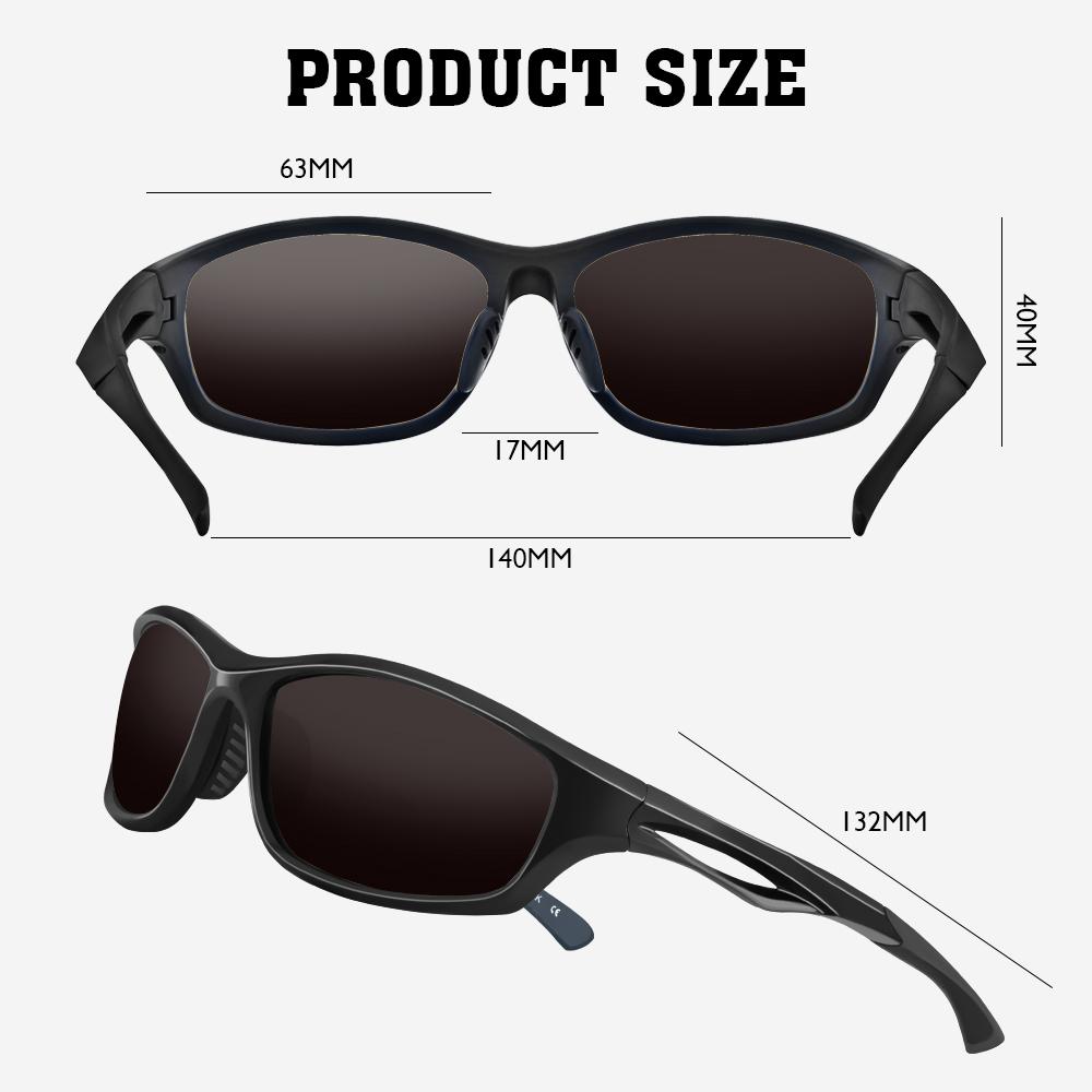 Bloomoak Polarized Sport Sunglasses - UV 400 Protection /Fit for Cycling/Driving(Black Lenses) - Bloomoak