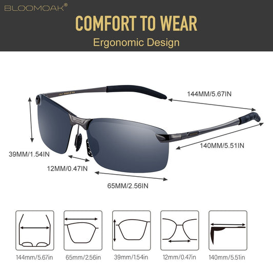Driving Glasses, Polarized Sunglasses for Men/Women (Gray Lens) - Bloomoak