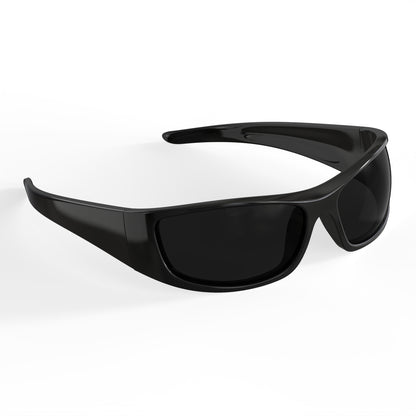 Asher F. - Bloomoak Glossy Black Wraparound Sunglasses