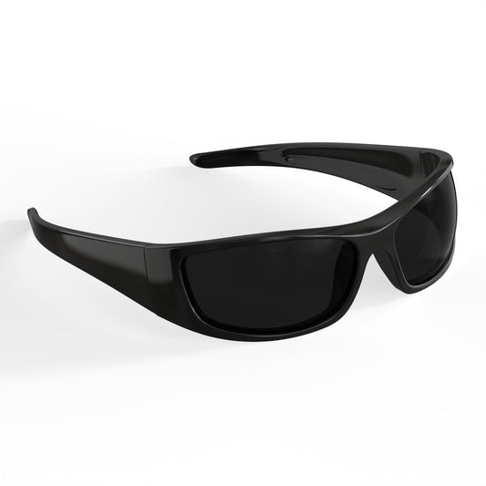 Asher F. - Bloomoak Glossy Black Wraparound Sunglasses