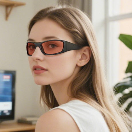 Arlo S. - Bloomoak Pink Wraparound Blue Light Glasses