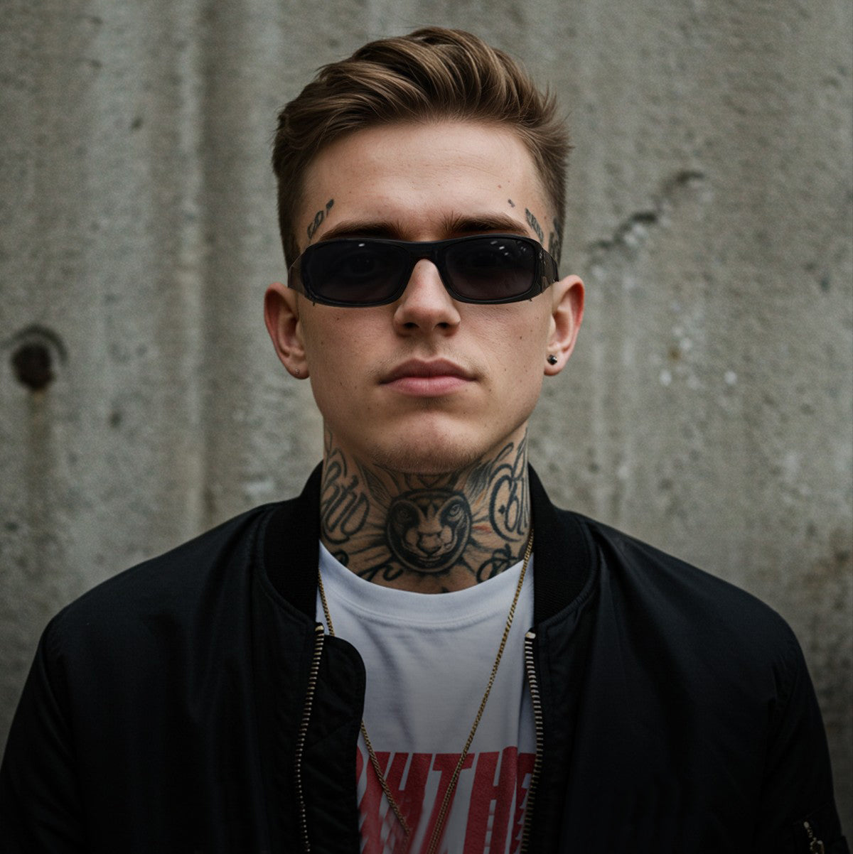 Asher F. - Bloomoak Glossy Black Wraparound Sunglasses