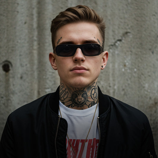 Asher F. - Bloomoak Glossy Black Wraparound Sunglasses