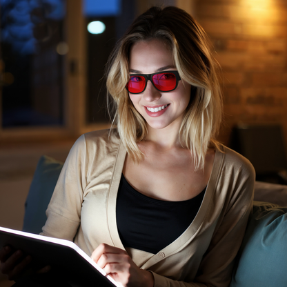 Nova C. - Bloomoak Red Fit Over Blue Light Glasses