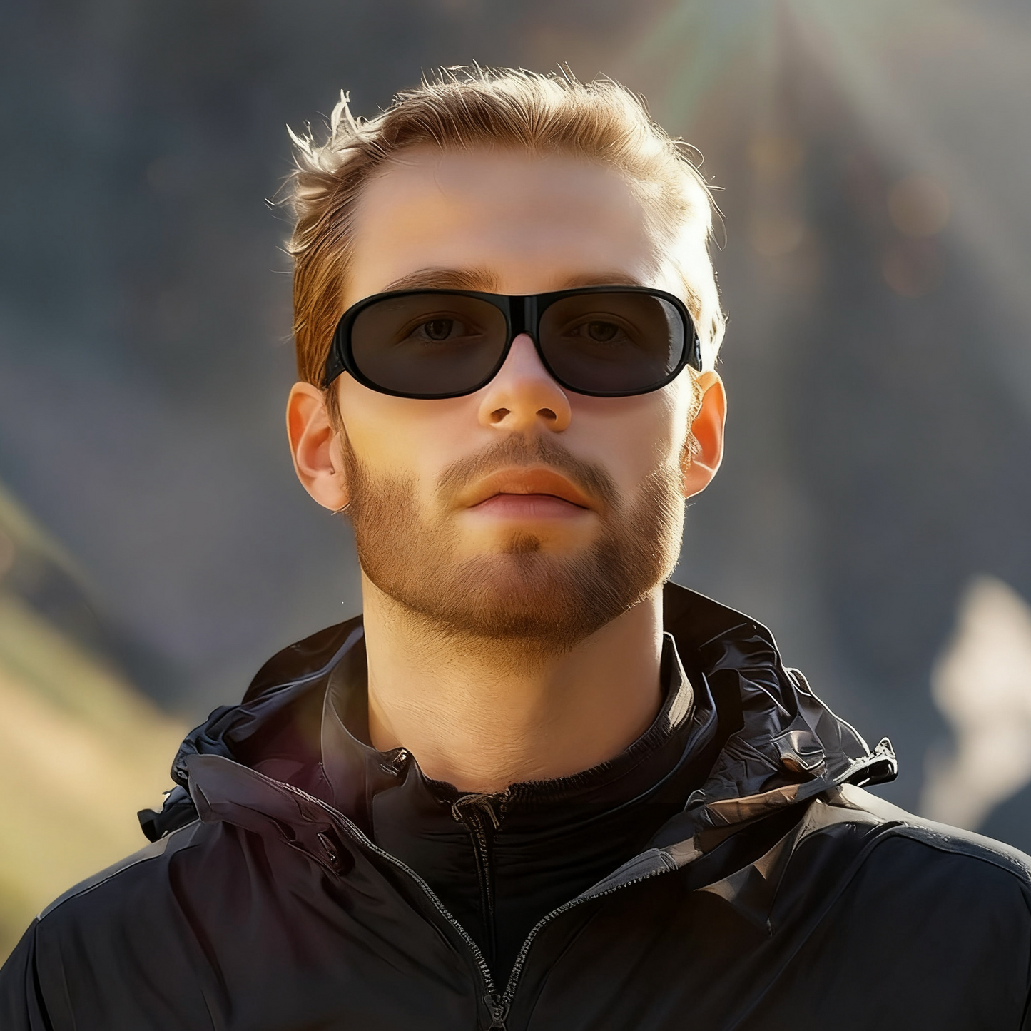 Griffin C. - Gafas de sol polarizadas Bloomoak negras con ajuste superior