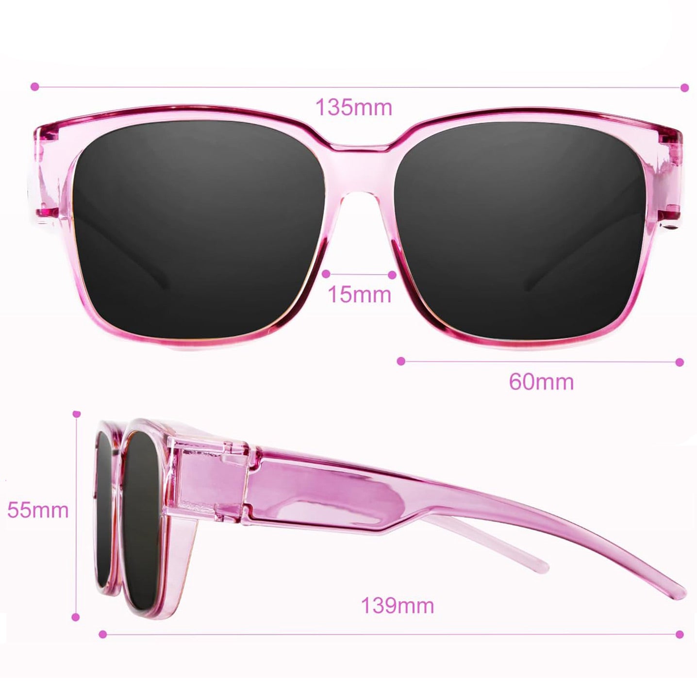 Chloe B. - Bloomoak Transparent Purple Fit Over Polarised Sunglasses