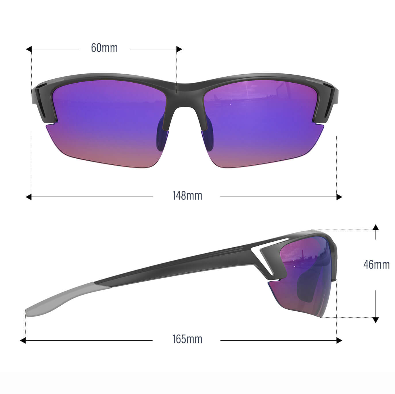 Hunter J. - Bloomoak Ice Blue Wraparound Sonnenbrille