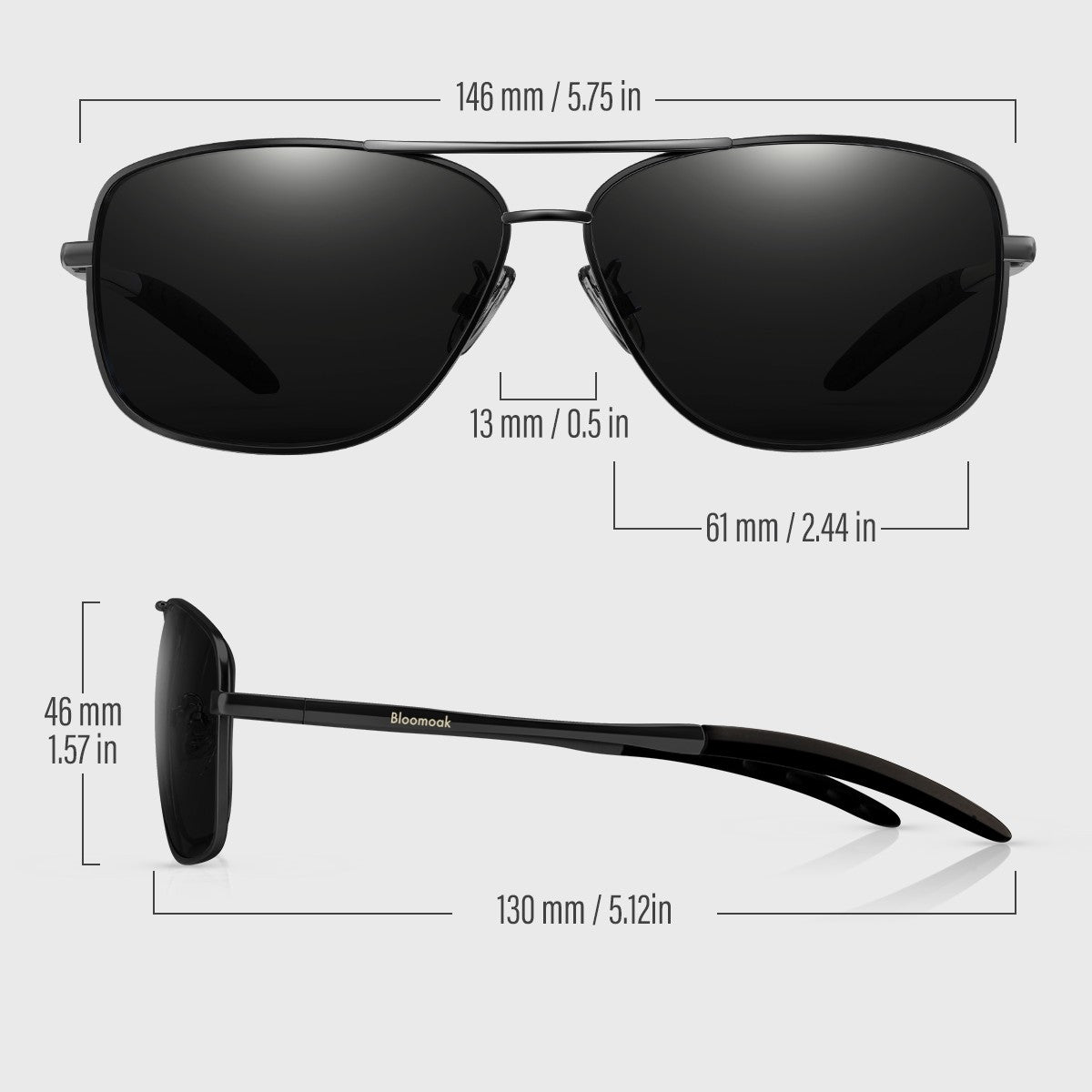 Ethan J. - Bloomoak Black Aviator Polarised Driving Sunglasses