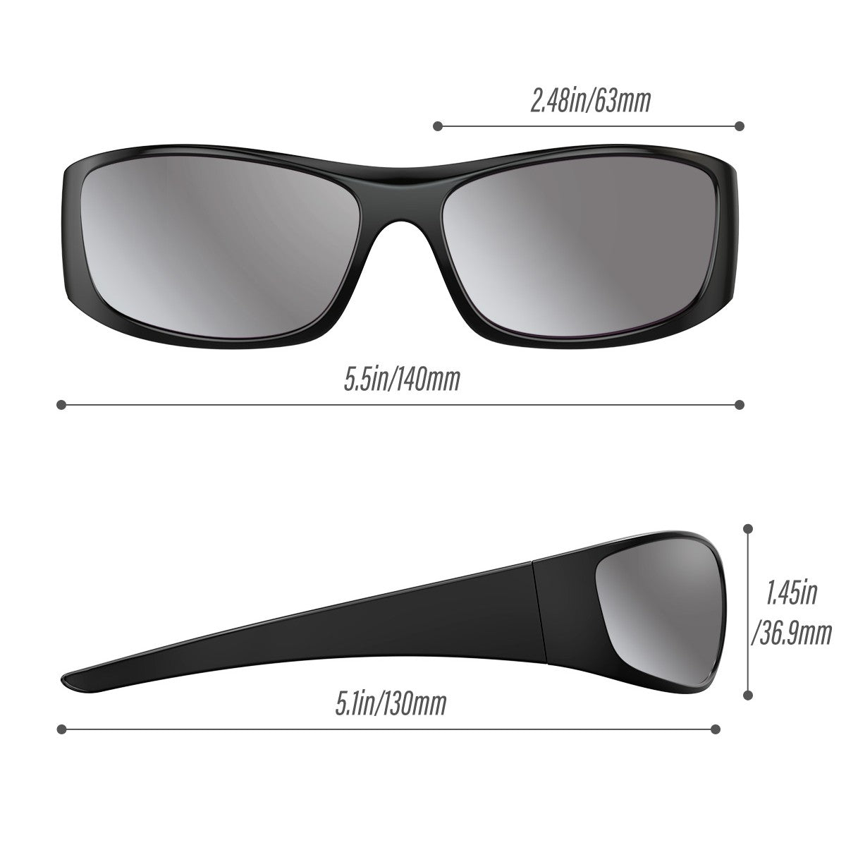Leo M. - Bloomoak Mirror Silver Wraparound Sunglasses