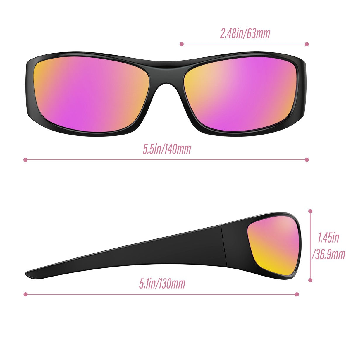 Miles R. - Bloomoak Mirror Rose Wraparound Sunglasses
