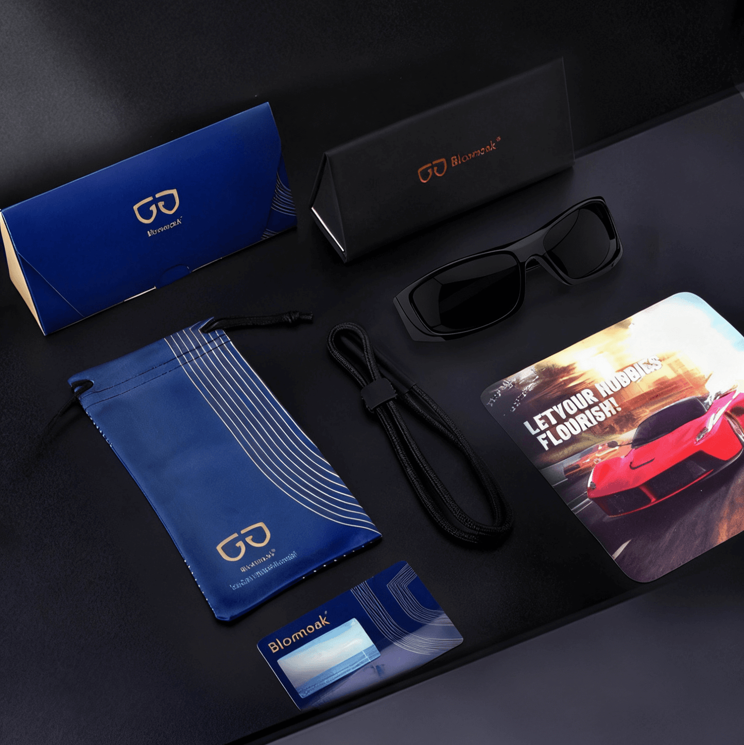 Asher F. - Bloomoak Glossy Black Wraparound Sunglasses