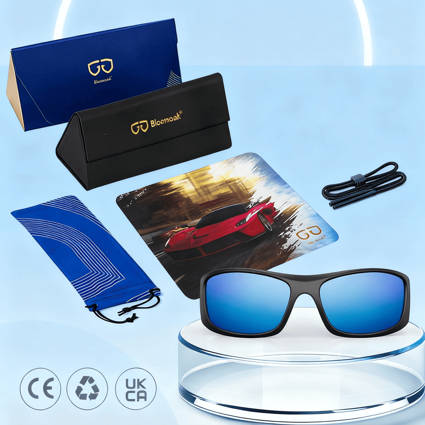 Hunter J. - Bloomoak Ice Blue Wraparound Sunglasses