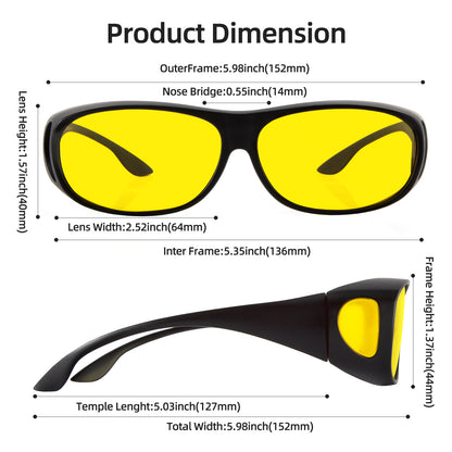 Bloomoak Polarized Night Over Glasses, Anti Glare from Headlights, Night Driving Glasses For Men Women