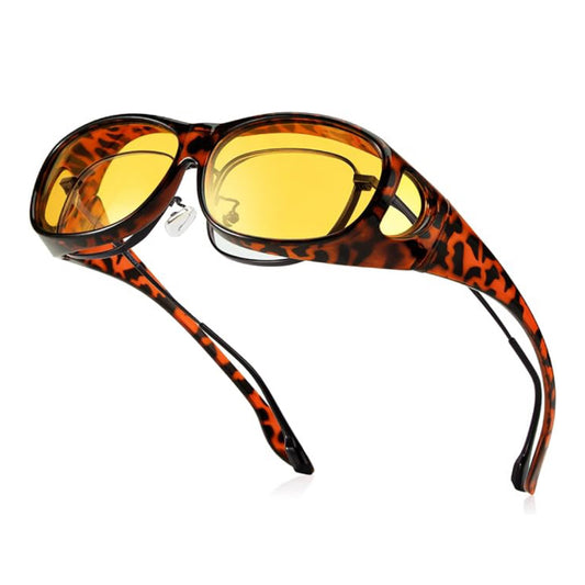 Bloomoak Night Driving Glasses Night Vision Goggles Fits Over Glasses - Wrap Around - Tortoiseshell