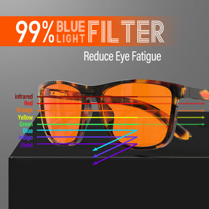 Bloomoak-99% Blue Light Blocking Glasses-Brown Tortoiseshell Sleep Glasses
