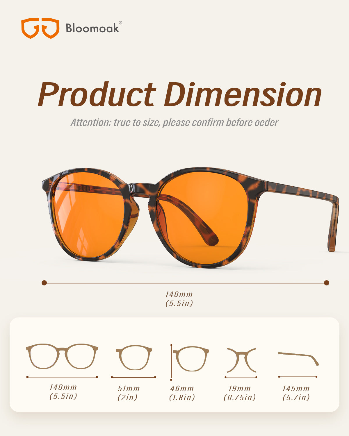 Bloomoak 99.9% Blue Light Blocking Glasses, Gaming Retro Round Glasses, Relieve Eye Fatigue and Improve Sleep, Suitable for Screens/Games/TVs