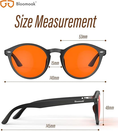 Bloomoak 99.9% Blue Light Blocking Glasses, Gaming Retro Round Glasses, Relieve Eye Fatigue and Improve Sleep, Suitable for Screens/Games/TVs