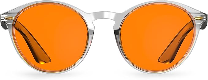 Bloomoak 99.9% Blue Light Blocking Glasses, Gaming Retro Round Glasses, Relieve Eye Fatigue and Improve Sleep, Suitable for Screens/Games/TVs