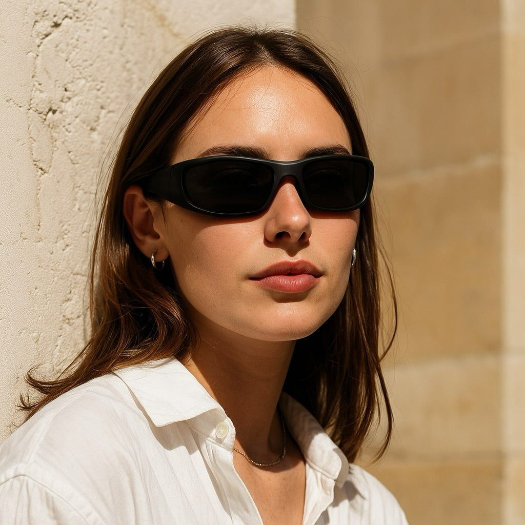 Blake K. - Bloomoak Matte Black Wraparound Sunglasses