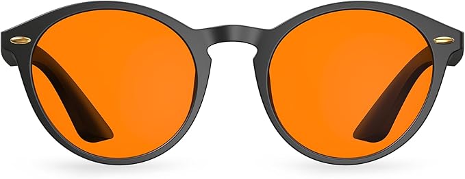 Bloomoak 99.9% Blue Light Blocking Glasses, Gaming Retro Round Glasses, Relieve Eye Fatigue and Improve Sleep, Suitable for Screens/Games/TVs