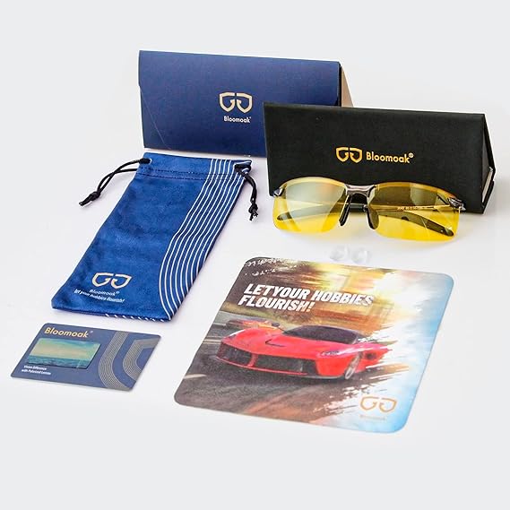 Bloomoak Night Driving Glasses, Polarized Anti Glare from Headlights | Anti Eyestrain | UV400 Eyes Protection | Ultra Light