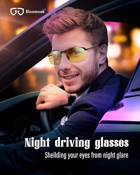 Bloomoak Night Driving Glasses, Polarized Anti Glare from Headlights | Anti Eyestrain | UV400 Eyes Protection | Ultra Light