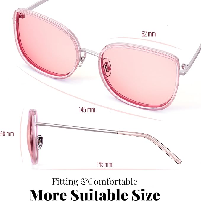 Bloomoak Polarized Oversized Sunglasses for Women - Stylishly Cat Eye Retro Designer Shades