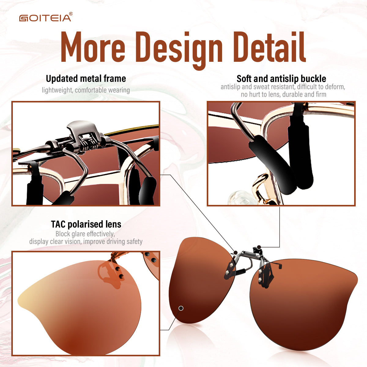 Polarized Cat Eye Clip On Sunglasses Women For Prescription Glasses