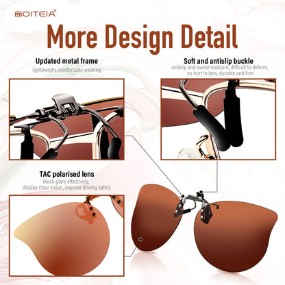 Polarized Cat Eye Clip On Sunglasses Women For Prescription Glasses