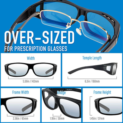 Bloomoak Fit Over Prescription Glasses,100% UV400 Protection/Anti-Glare/Wrap-around/Polarized Sunglasses - Bloomoak