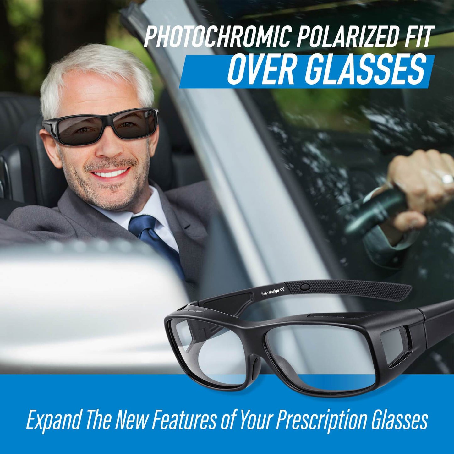 Bloomoak Fit Over Prescription Glasses,100% UV400 Protection/Anti-Glare/Wrap-around/Polarized Sunglasses - Bloomoak