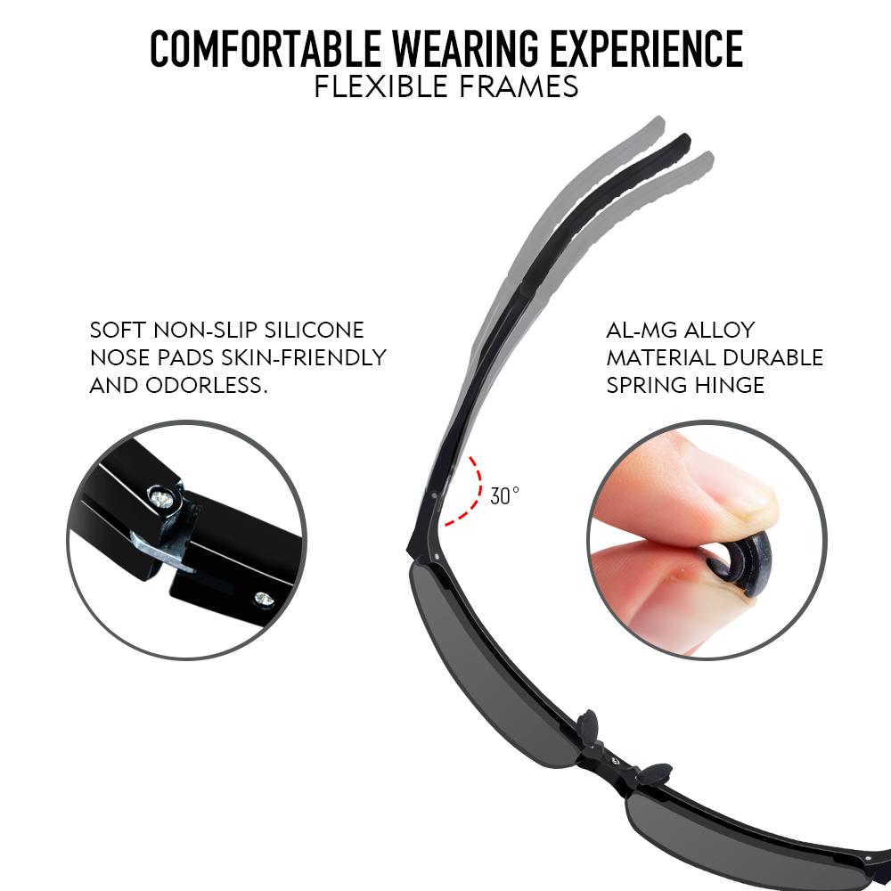 Bloomoak Polarized Driving Sunglasses for Men Al-Mg Metal Frame Ultra Light - Bloomoak
