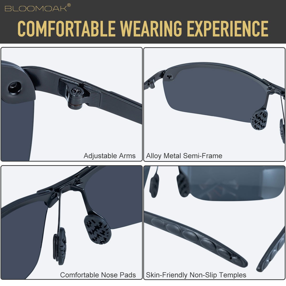 Driving Glasses, Polarized Sunglasses for Men/Women (Gray Lens) - Bloomoak