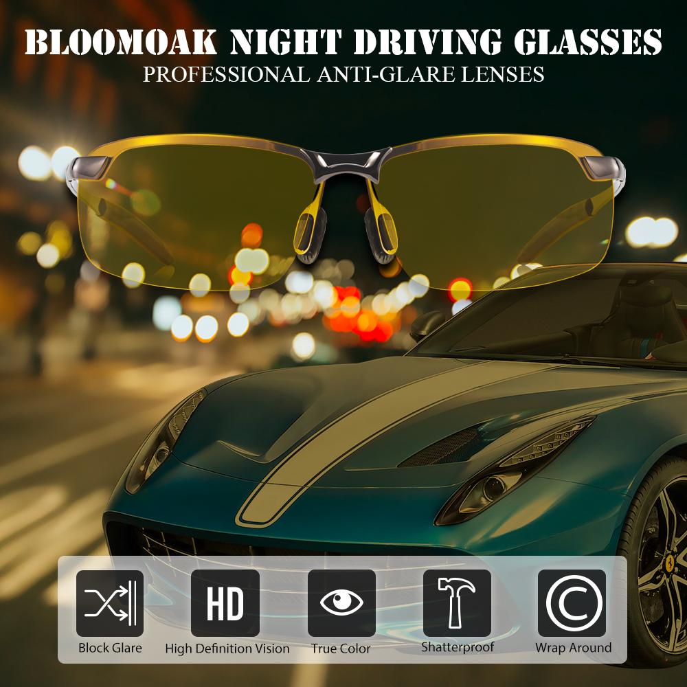Night Driving Glasses, HD Night Vision Polarized Driving Glasses for Fishing | Risk Reducing | Anti-Glare Driver Night Drive Glasses for UV400 Eyes Protection Ultra Light - Bloomoak