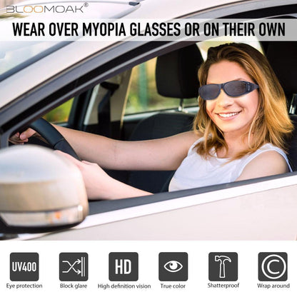 Polarized Over Glasses Anti-Glare UV 400 Protection - Wrap Around Sunglasses - Bloomoak