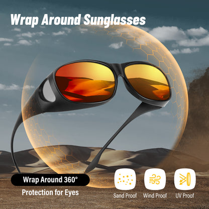 Polarized Wear Over Glasses Anti-Glare,Suit for Driving/Computing/Fishing/Golf (Tea Brown Lens)